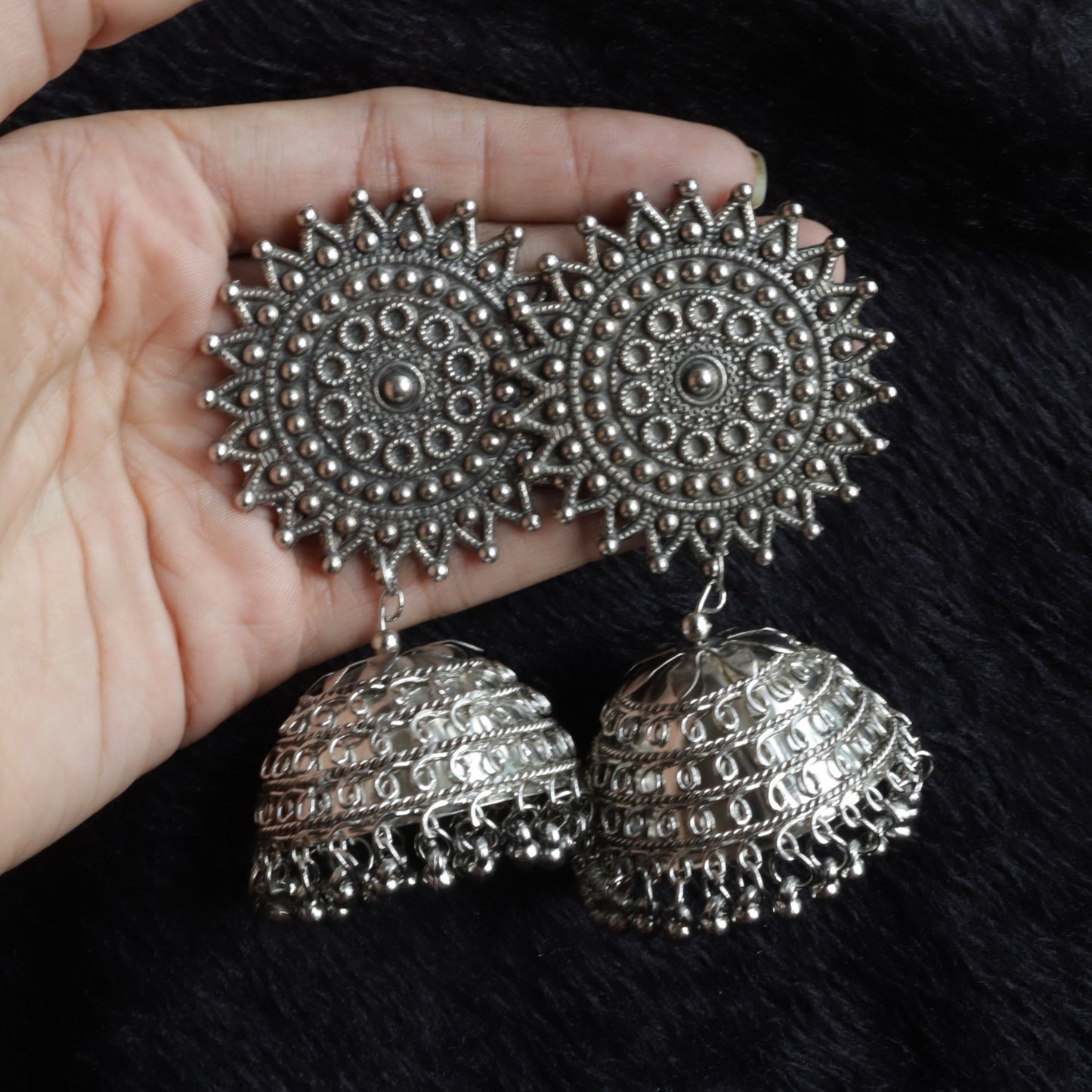 Maharani Oxidized Jhumkas