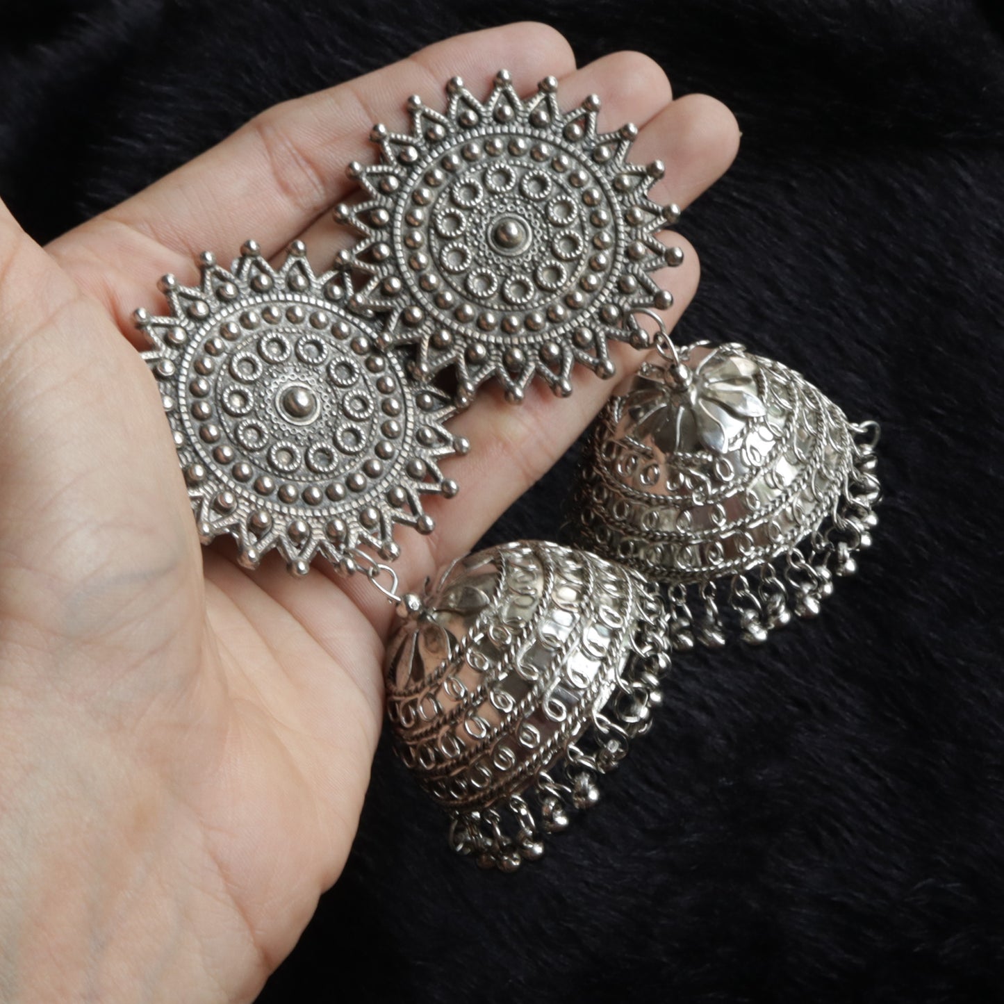 Maharani Oxidized Jhumkas