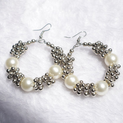 Luna Pearl Silver Hoops