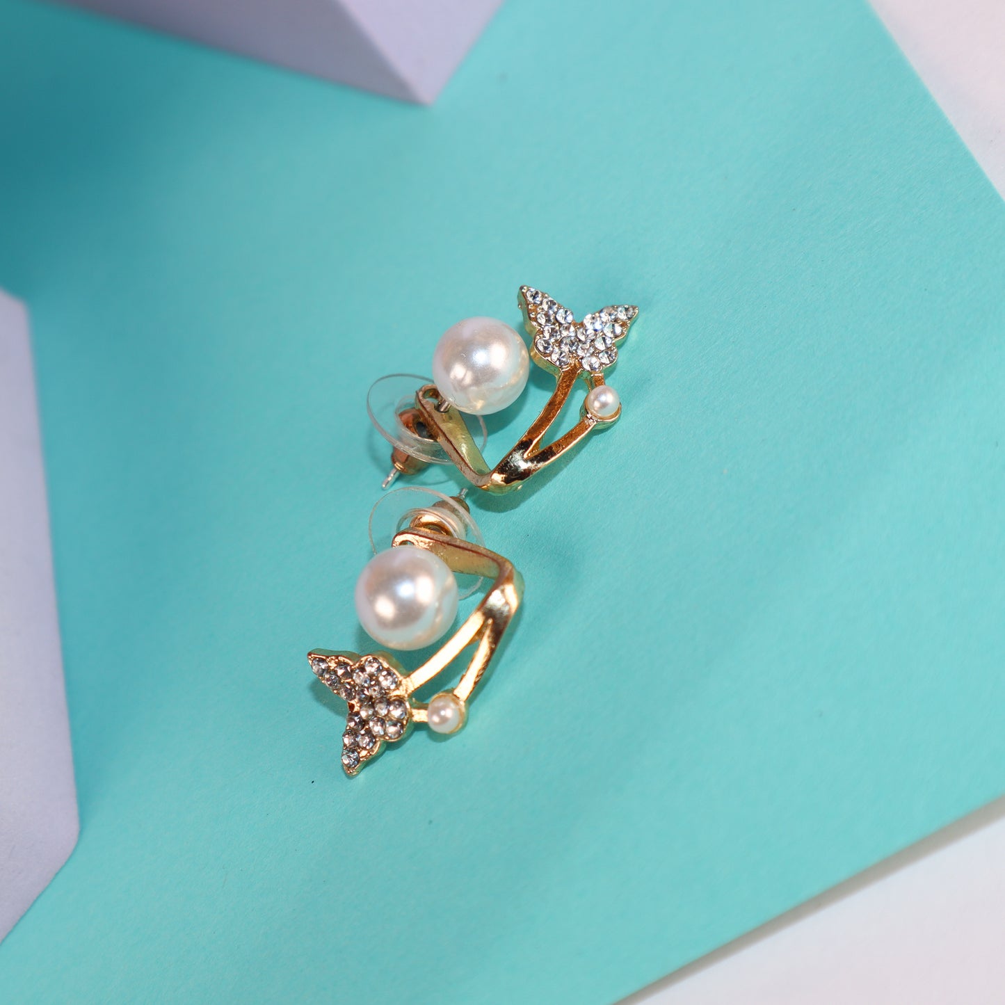 Butterfly Kisses Pearl Golden Wrap Earrings