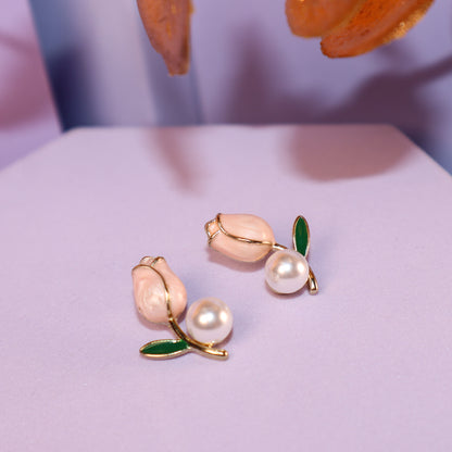 Petite Blush Rosebud Stud Earrings