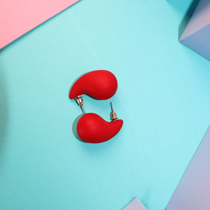 Red Eternity Tear Drop Stud Earrings