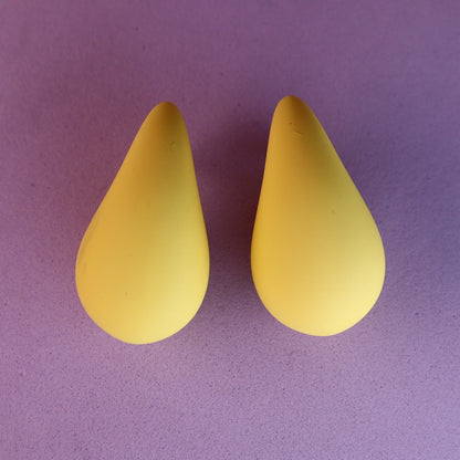 Yellow Color Tear Drop Stud Earrings 