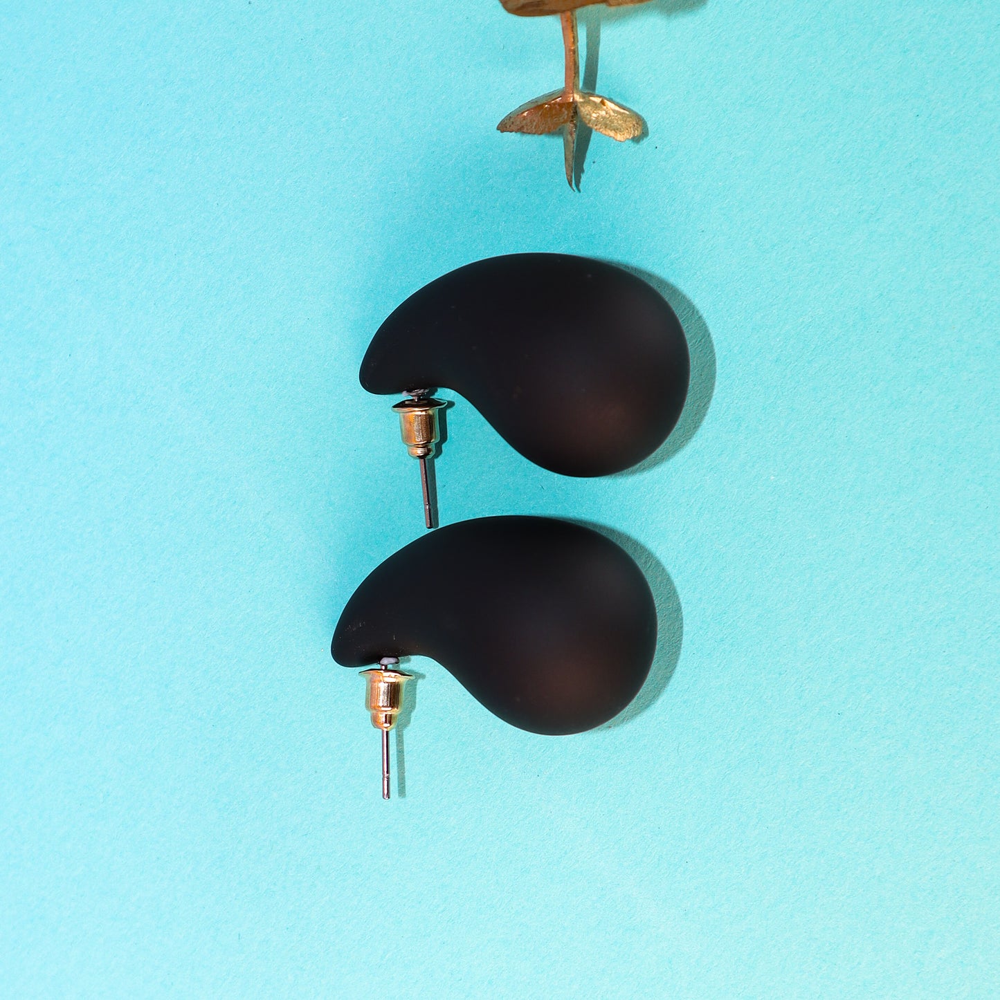 Black Eternity Tear Drop Stud Earrings