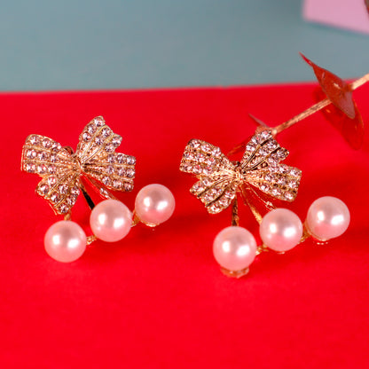 Glistening Pearl Bows Earrings