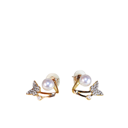 Butterfly Kisses Pearl Golden Wrap Earrings