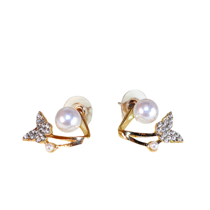 Butterfly Kisses Pearl Golden Wrap Earrings