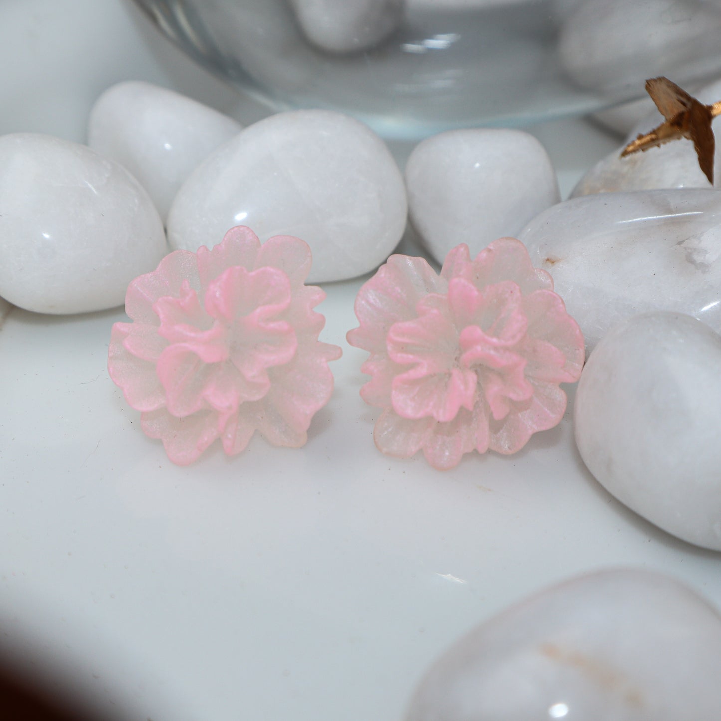 Pink Mist Blossom Stud Earrings