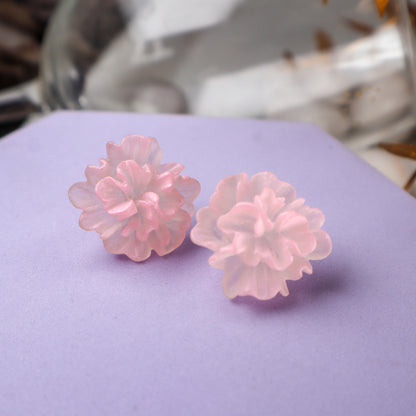 Pink Mist Blossom Stud Earrings