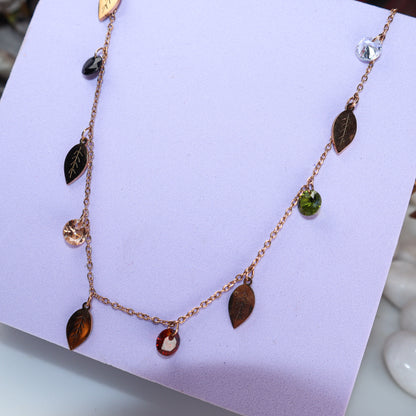 Harmonious Leafy Gem Necklace