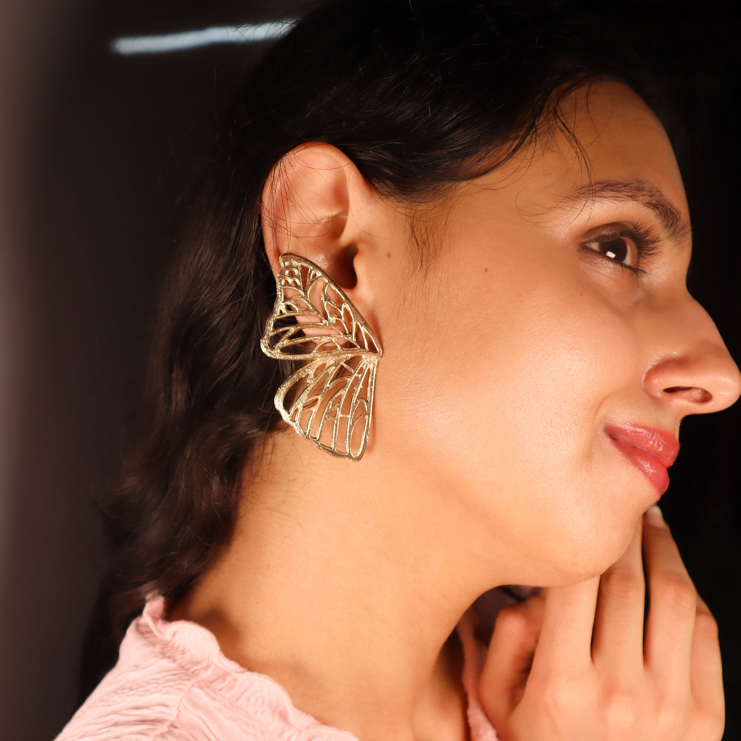 Enchanted Golden Butterfly Wings Earrings