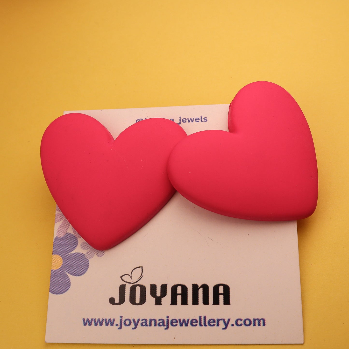 Matte Pink Heart Shape Stud Earrings