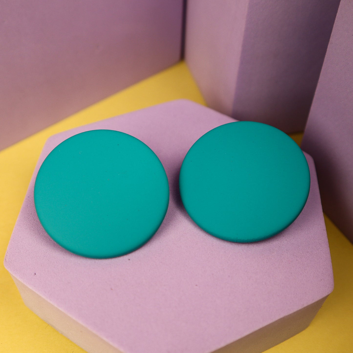 Matte Circle Shape Stud Earrings