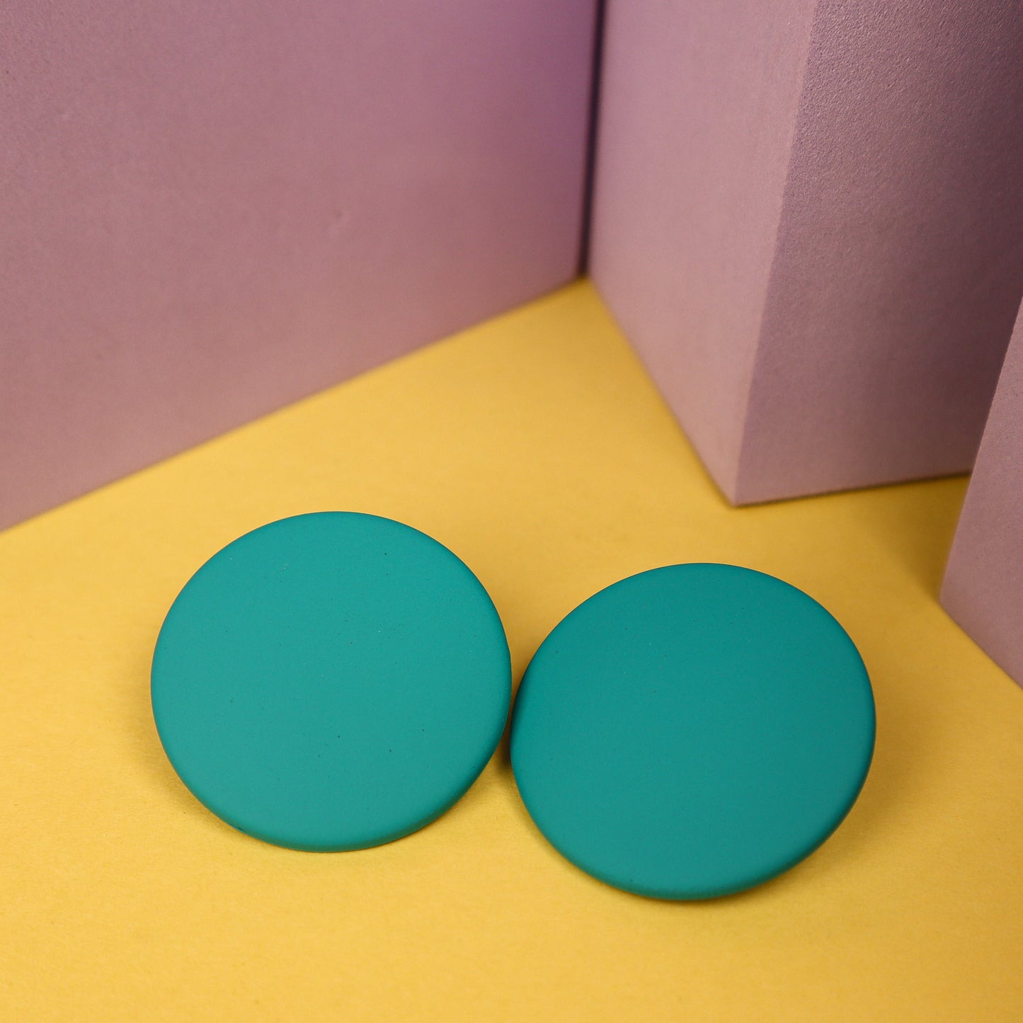 Matte Circle Shape Stud Earrings