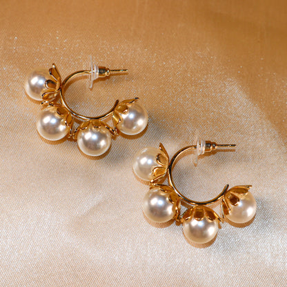 Golden Pearl Elegance Hoops