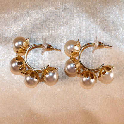 Golden Pearl Elegance Hoops