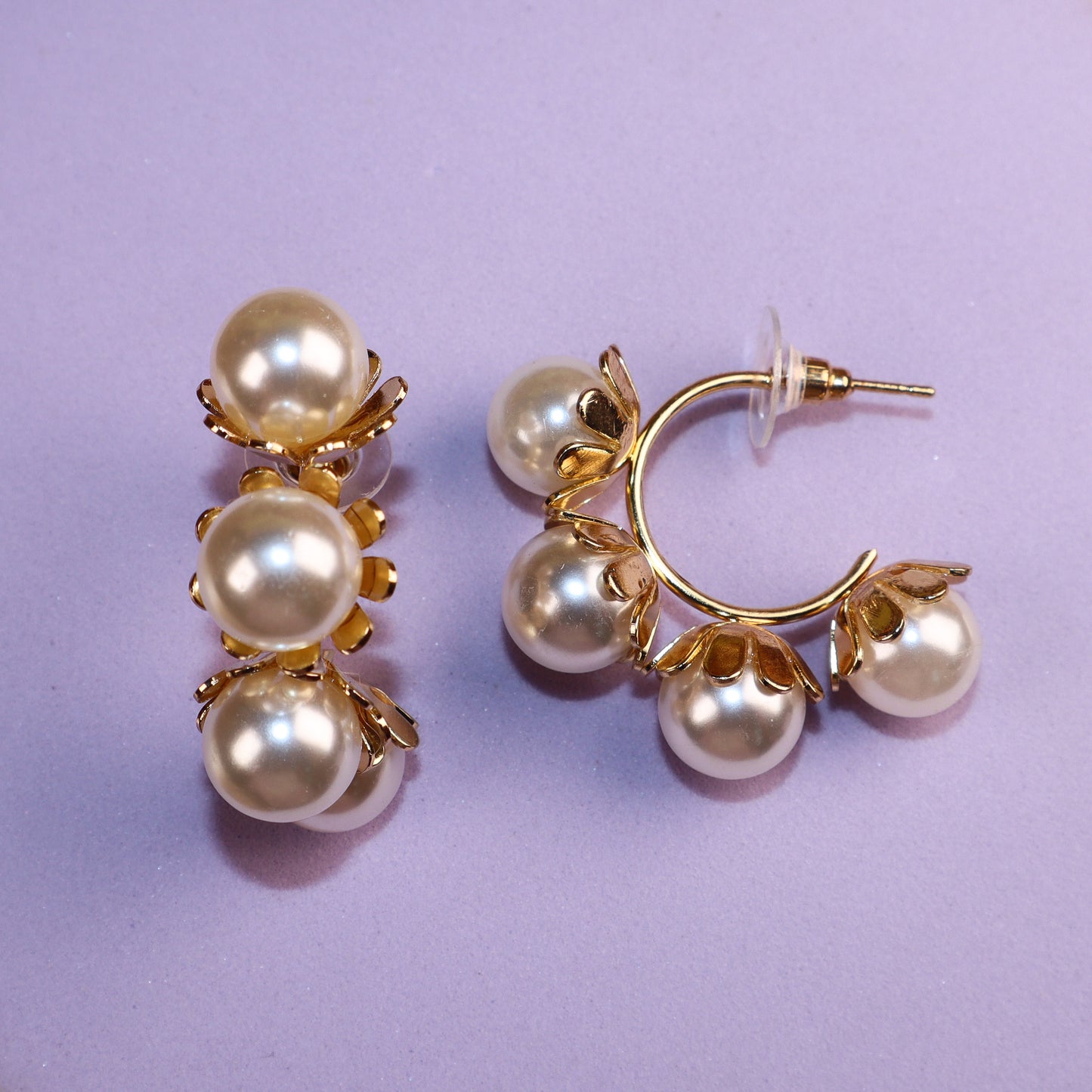 Golden Pearl Elegance Hoops