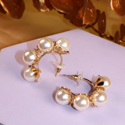 Golden Pearl Elegance Hoops