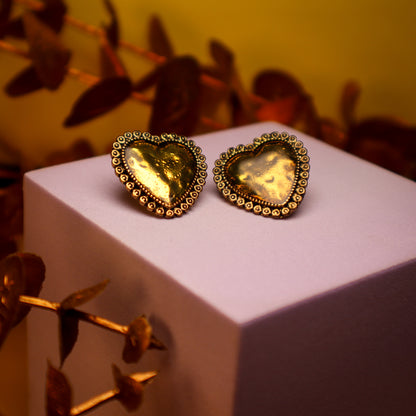 Vintage Radiance Heart Studs