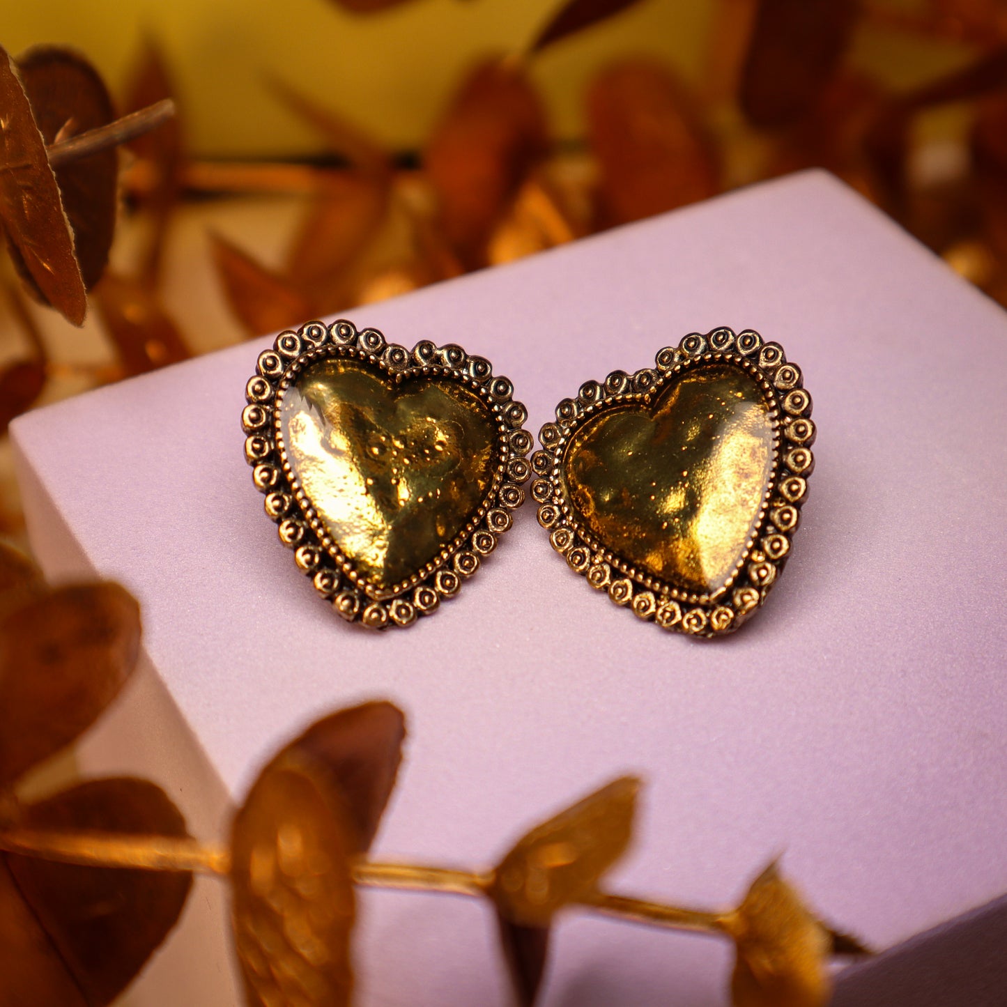 Vintage Radiance Heart Studs