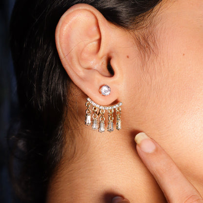 Dreamy Golden Fringe Crystal Earrings