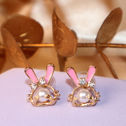 Blush Bunny Pearl Studs