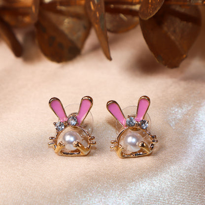 Blush Bunny Pearl Studs