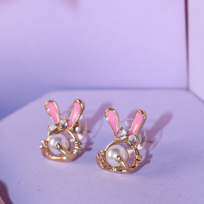 Blush Bunny Pearl Studs