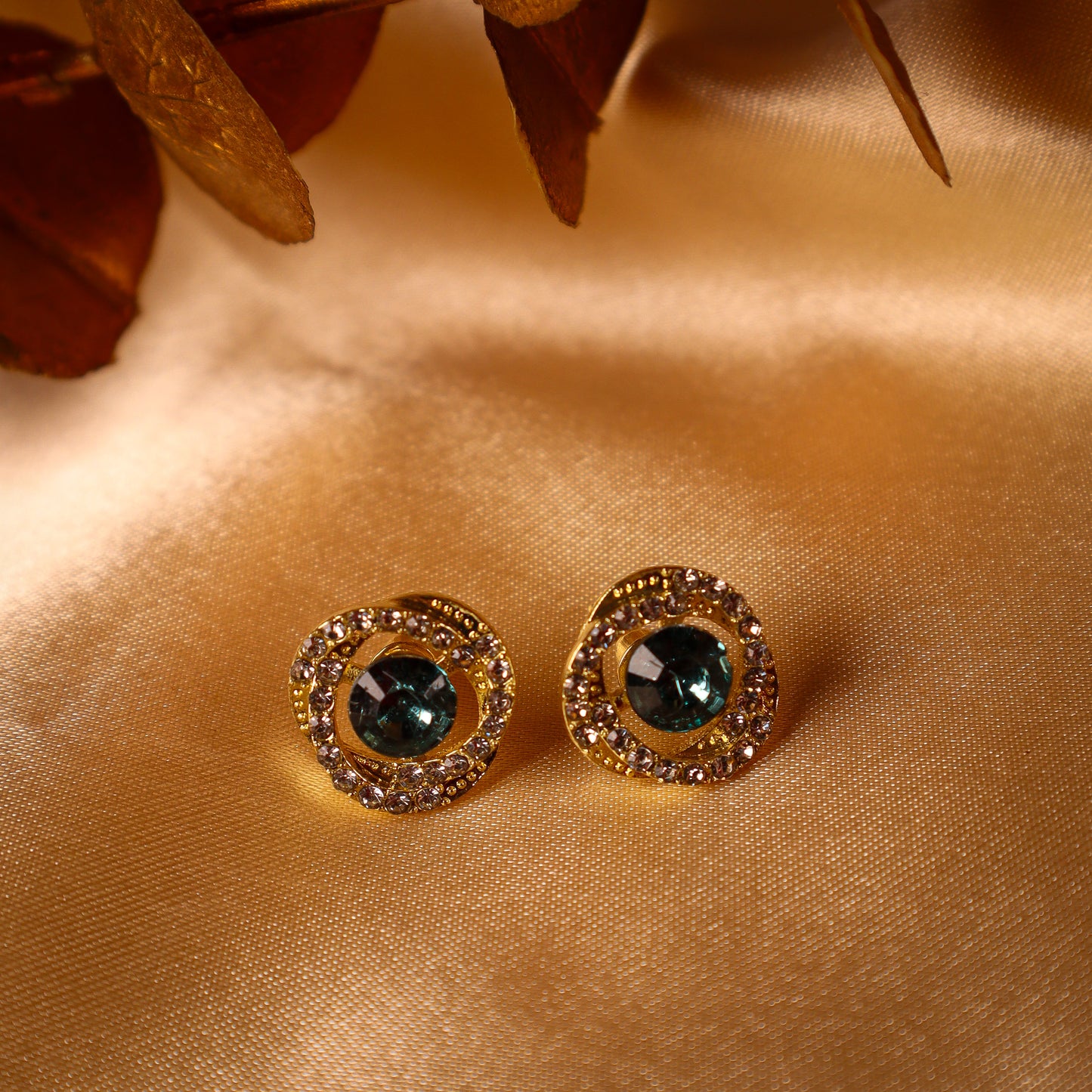 Peacock Green Majesty Zircon Stud Earrings