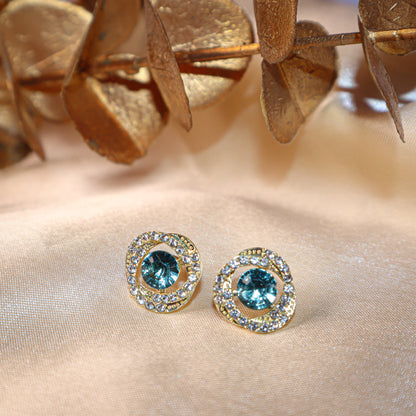 Peacock Green Majesty Zircon Stud Earrings