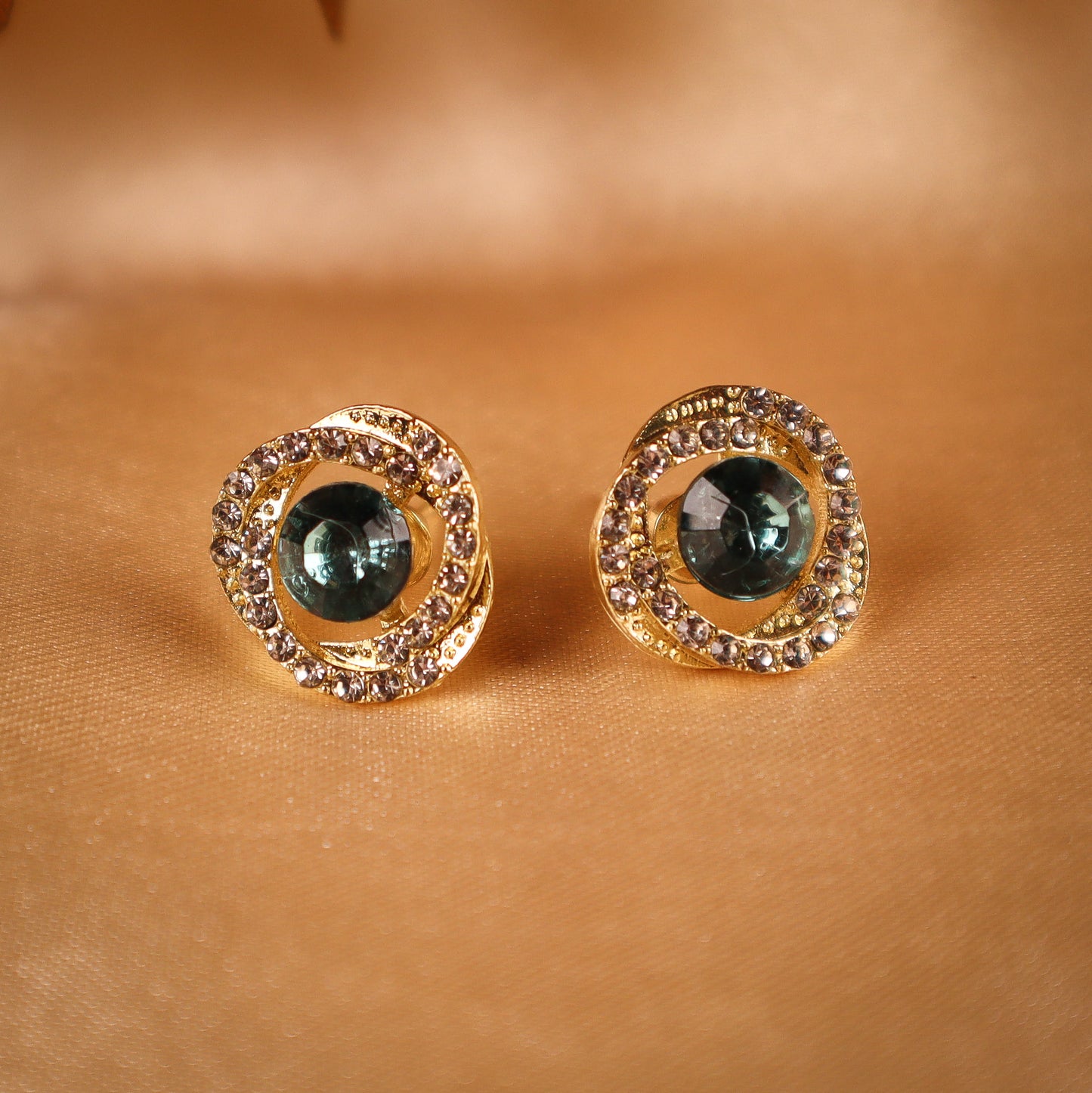 Peacock Green Majesty Zircon Stud Earrings