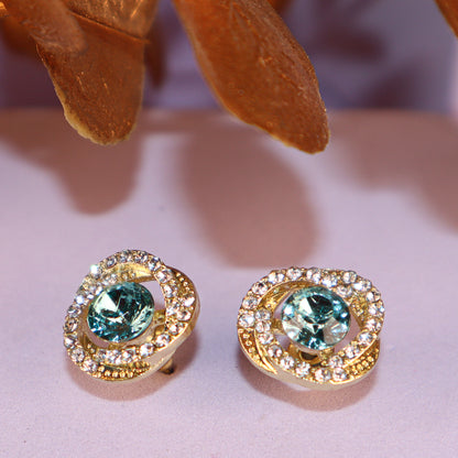 Peacock Green Majesty Zircon Stud Earrings