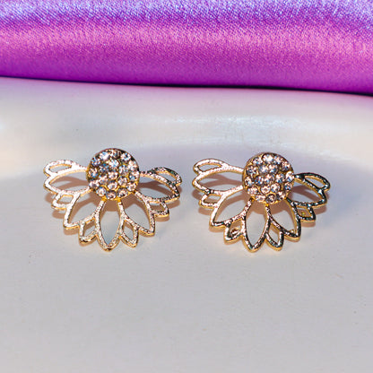 Golden Aurora Half-Flower Stud Earrings