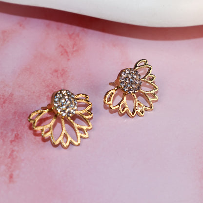 Golden Aurora Half-Flower Stud Earrings