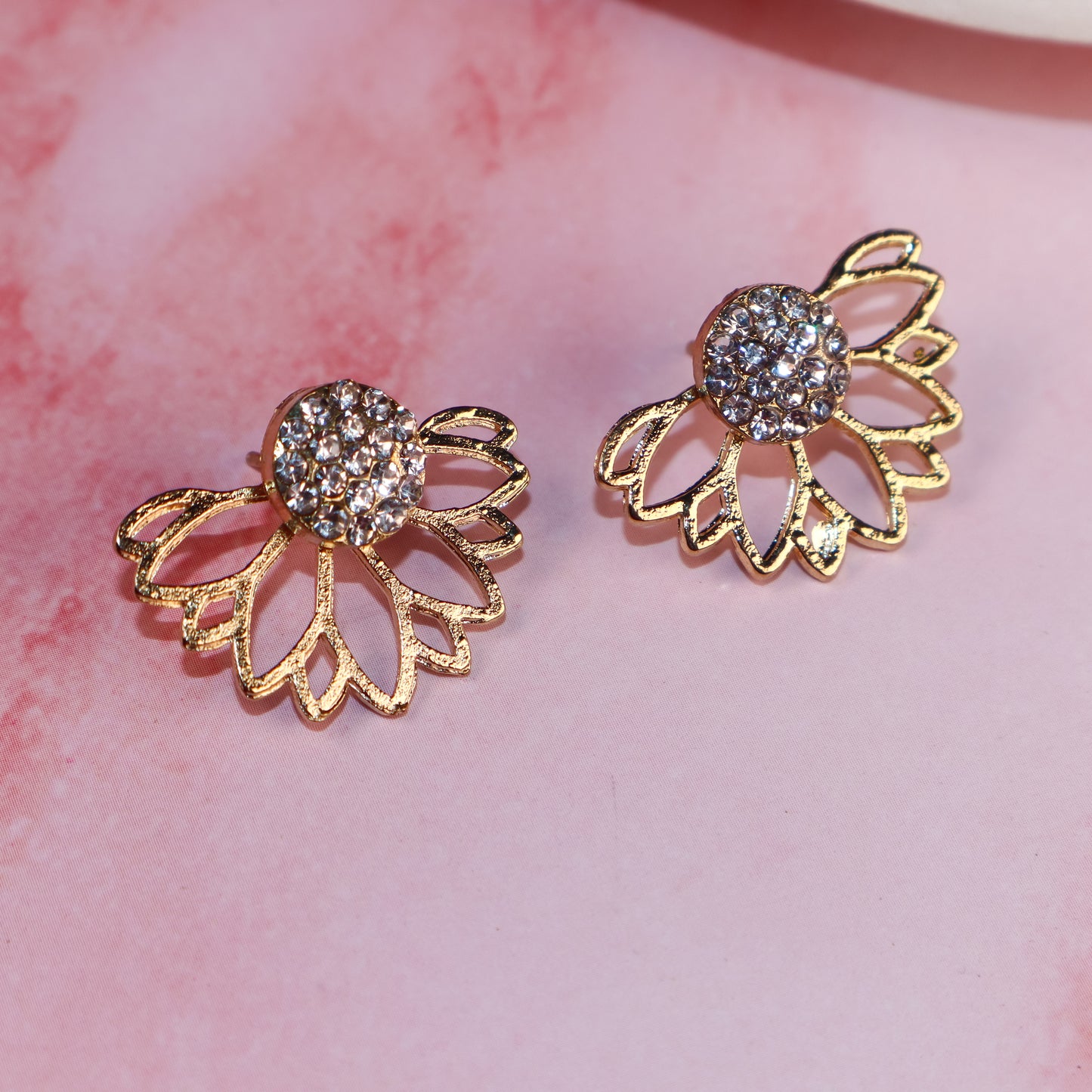 Golden Aurora Half-Flower Stud Earrings