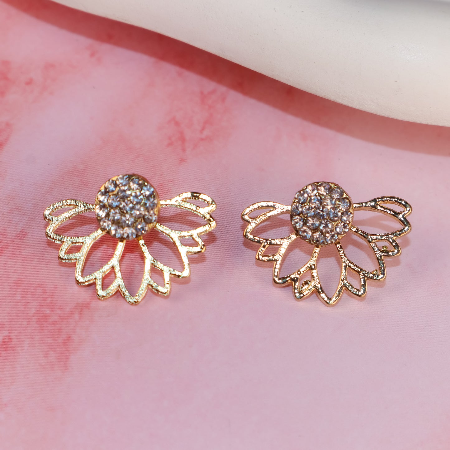 Golden Aurora Half-Flower Stud Earrings