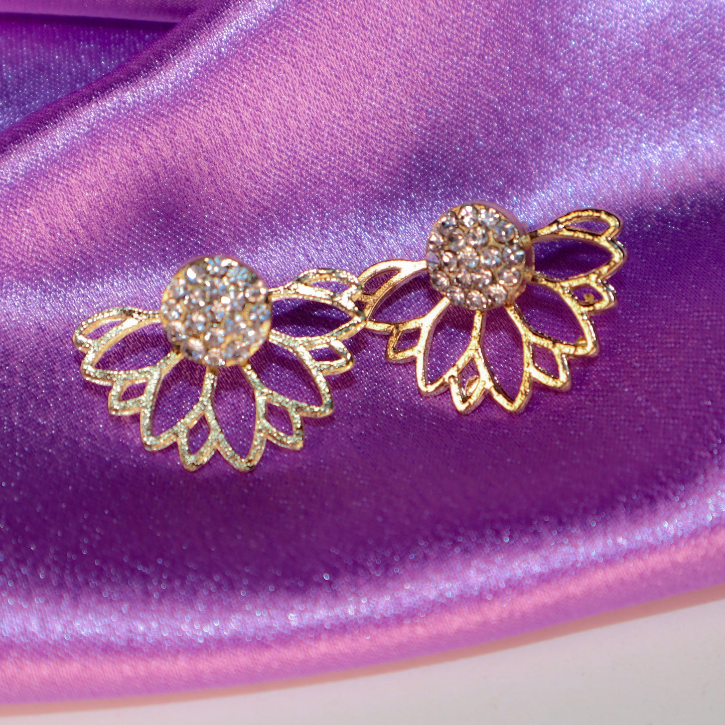 Golden Aurora Half-Flower Stud Earrings