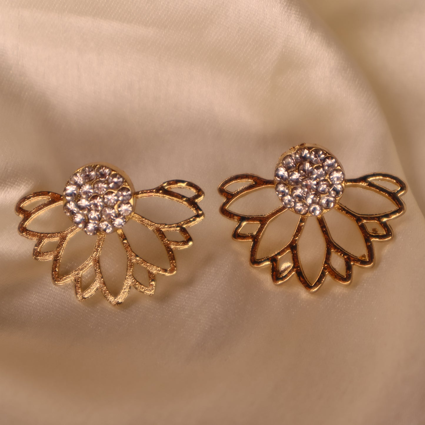 Golden Aurora Half-Flower Stud Earrings