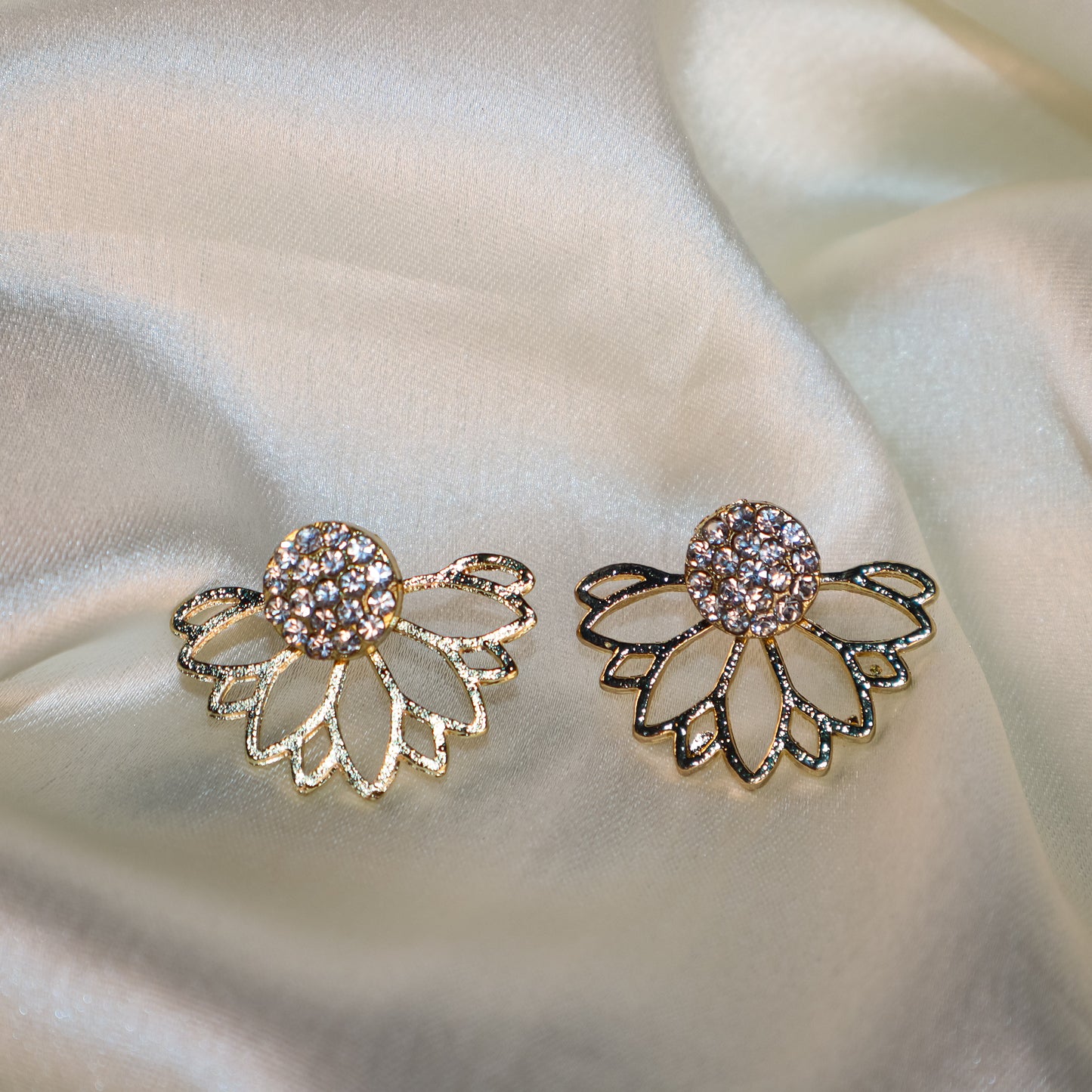 Golden Aurora Half-Flower Stud Earrings