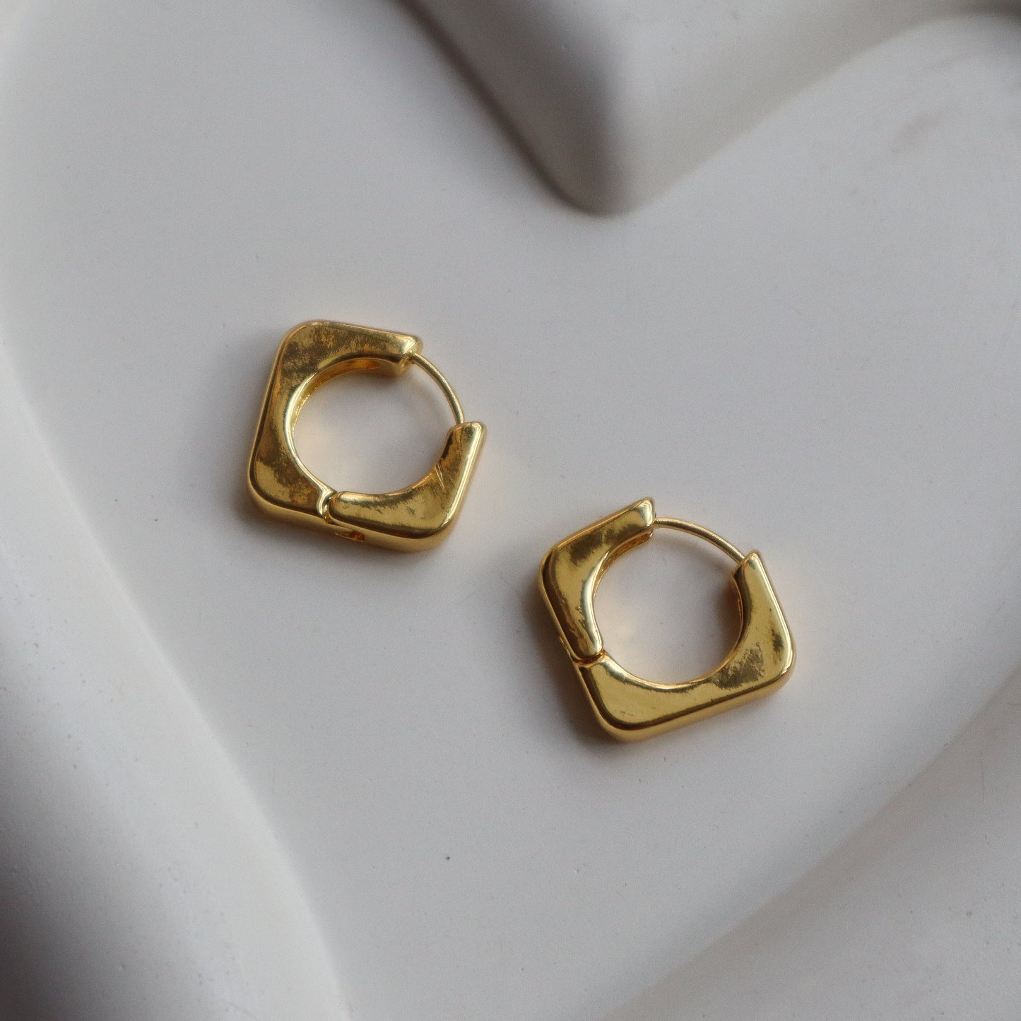 Golden Geometric Stainless Minimalist Hoop Earrings