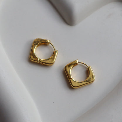 Golden Geometric Stainless Minimalist Hoop Earrings