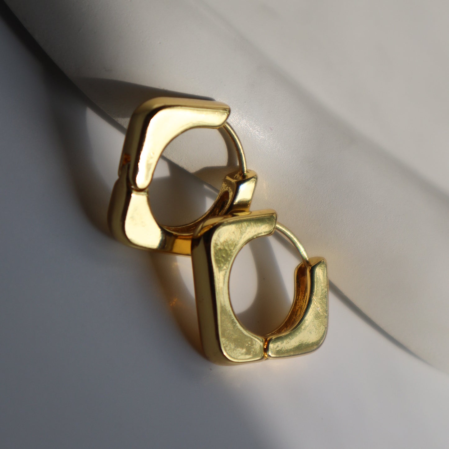 Golden Geometric Stainless Minimalist Hoop Earrings