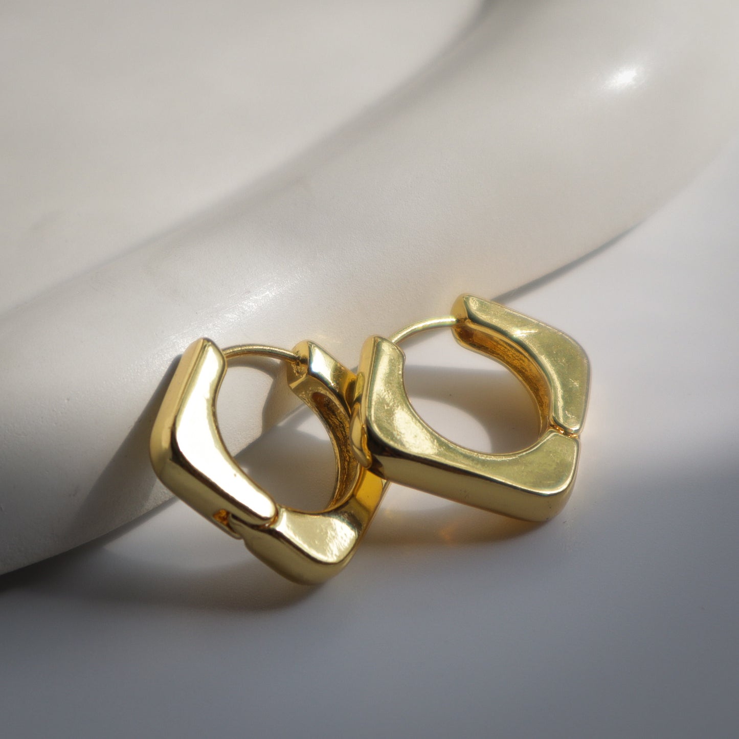 Golden Geometric Stainless Minimalist Hoop Earrings