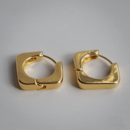 Golden Geometric Stainless Minimalist Hoop Earrings