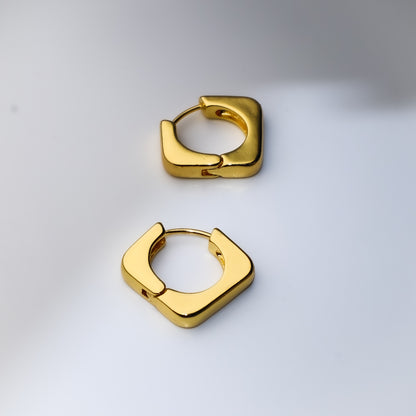 Golden Geometric Stainless Minimalist Hoop Earrings