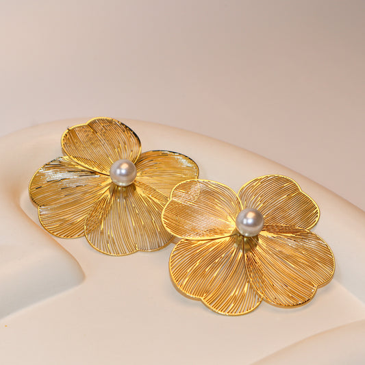 Golden Petal Elegance Studs