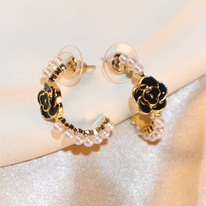 Rosy Dusk Camellia Studs