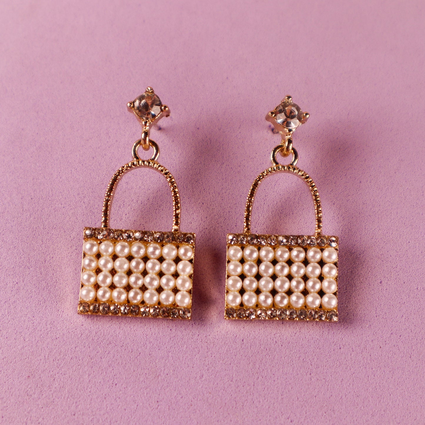 Golden Purse Beads Zircon Dangle Earrings