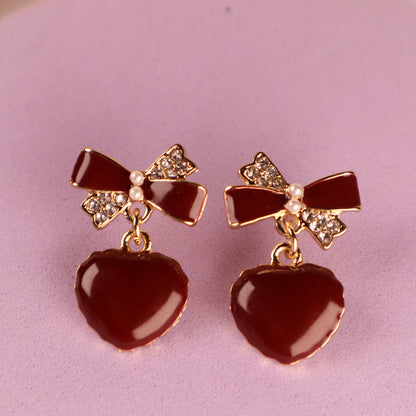 Love Knot Maroon Dangle Earrings