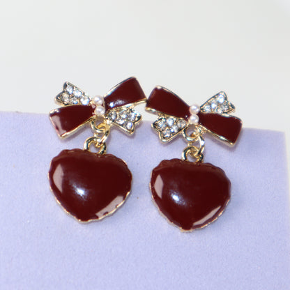 Love Knot Maroon Dangle Earrings